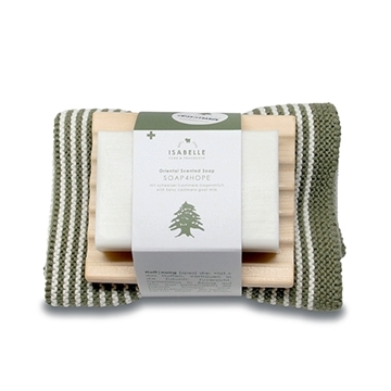 Bild von Seife 100g auf Seifenablage/Waschlappen The Orient - SOAP4HOPE