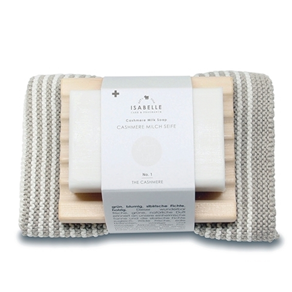 Bild von Seifenblock 100g Nr. 1, auf Arvenablage/Waschlappen