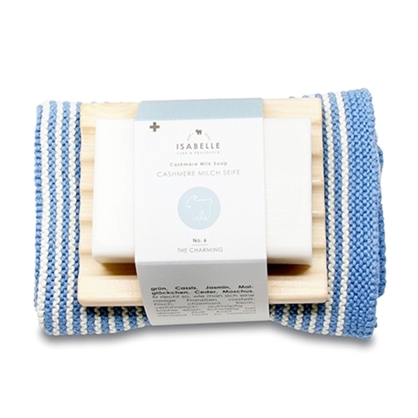 Bild von Seifenblock 100g Nr. 6, auf Arvenablage/Waschlappen